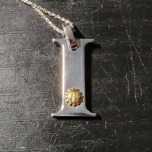 Silver 'I' necklace with gold sun from Morellato